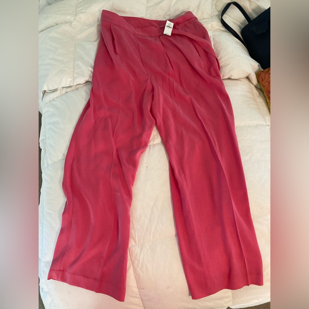 Gap wide leg hot pink belted cinched waist pants